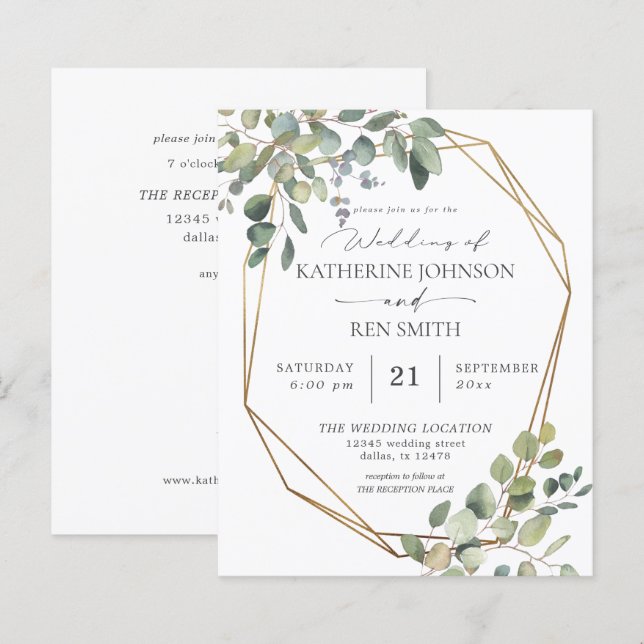 Lámina Boda de cuadro de oro y eucaliptos rusos para REC  (Anverso / Reverso)