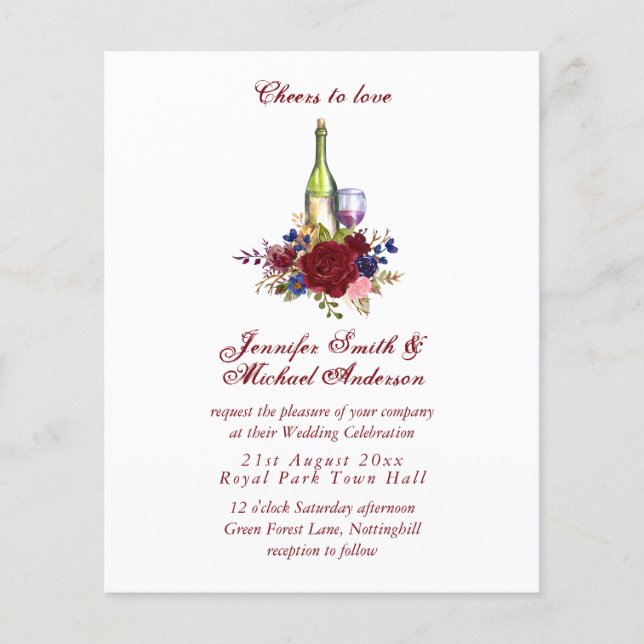 Lámina Boda de degustación de vino o ducha de novia Inv. (Anverso)