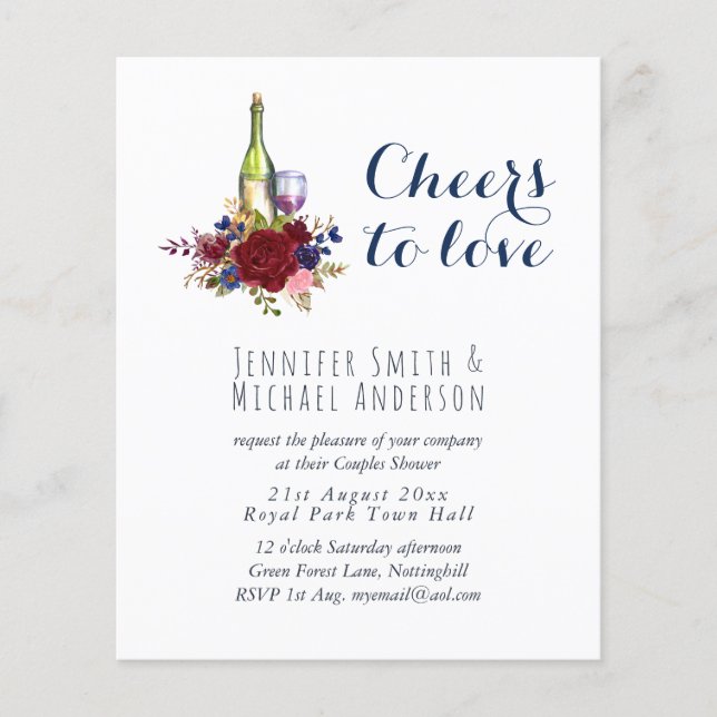 Lámina Boda de degustación de vino o ducha de novia Inv. (Anverso)