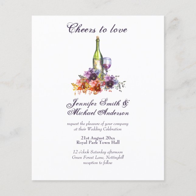 Lámina Boda de degustación de vino o ducha de novia Inv. (Anverso)