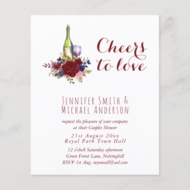 Lámina Boda de degustación de vino o ducha de novia Inv. (Anverso)