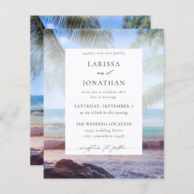 Lámina Boda de destino de Palm Playa Tropical Presupuesta (Anverso / Reverso)