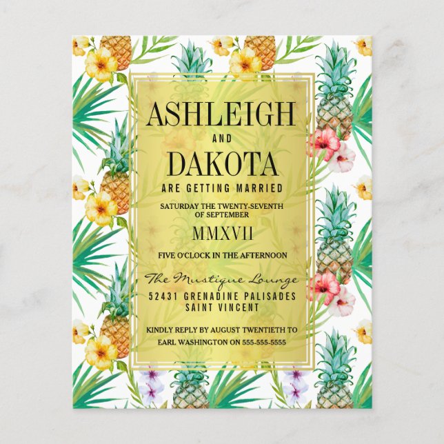 Lámina Boda de Destino de Piña Presupuestaria e Hibiscus (Anverso)