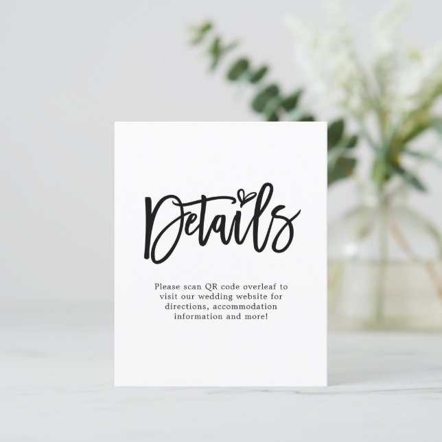 Lámina Boda de detalles de código QR de script de presupu (Anverso de pie)