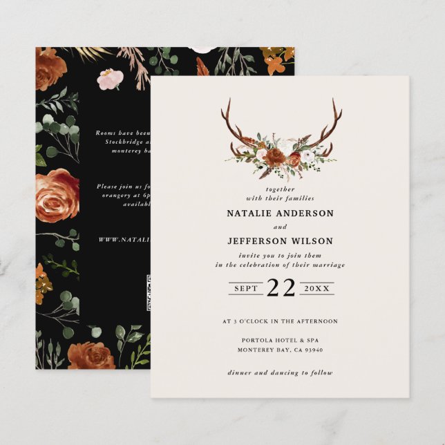 Lámina Boda de detalles elegantes de moda negra de presup (Anverso / Reverso)