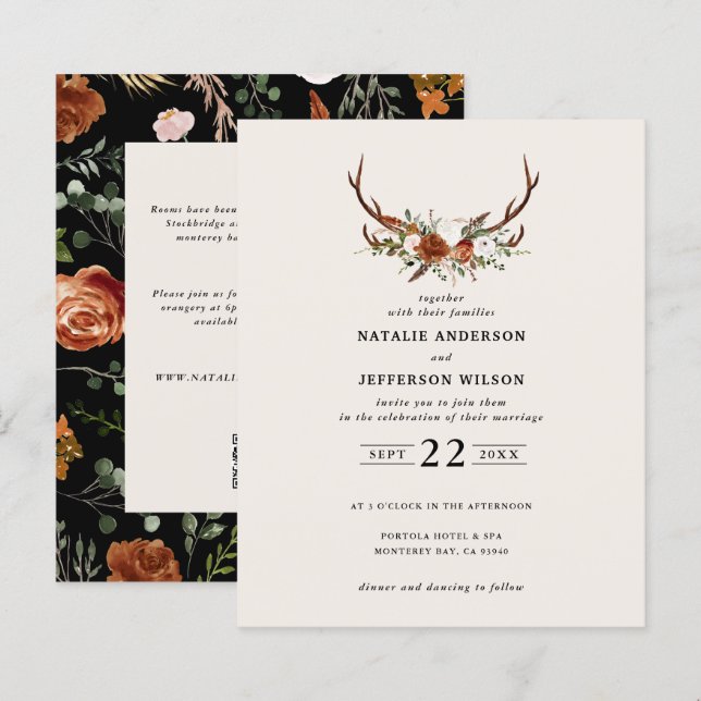 Lámina Boda de detalles elegantes y en blanco negro (Anverso / Reverso)
