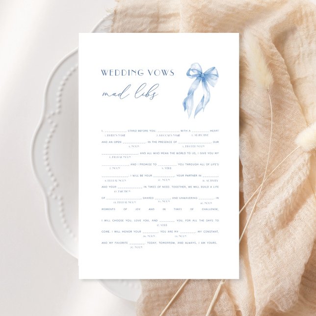 Lámina Boda de ducha de novia azul Bow promete juego de l (Subido por el creador)