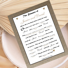 Lámina Boda de ducha de novia juego de libs - Burlap