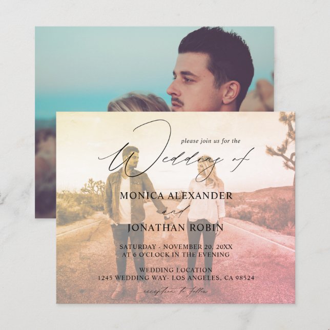 Lámina Boda de efecto horizontal 4 horizontal moderno fot (Anverso / Reverso)