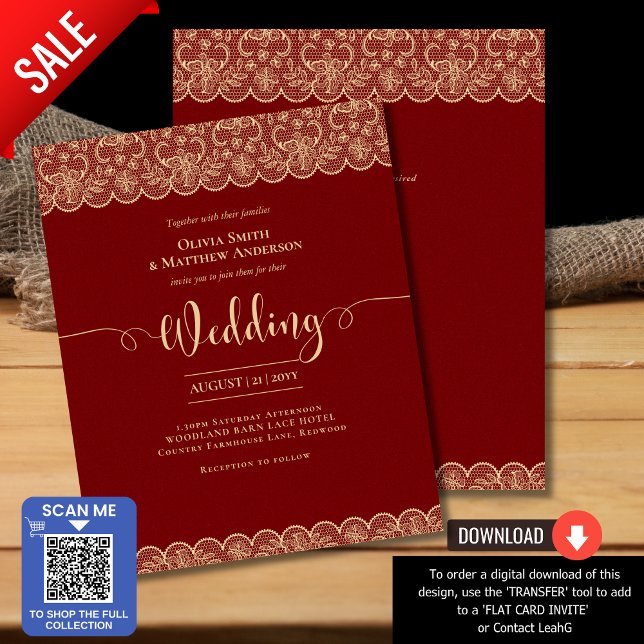 Lámina BODA de encaje dorado rojo profundo (Subido por el creador)