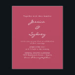 Lámina Boda de escritura magenta moderna de presupuesto<br><div class="desc">Invitación a la boda de la escritura magenta moderna Minimalista de presupuesto</div>