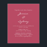 Lámina Boda de escritura magenta moderna de presupuesto<br><div class="desc">Invitación a la boda de la escritura magenta moderna Minimalista de presupuesto</div>
