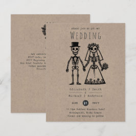Lámina Boda de Esqueleto Dibujo Animado Novia Novio Diver