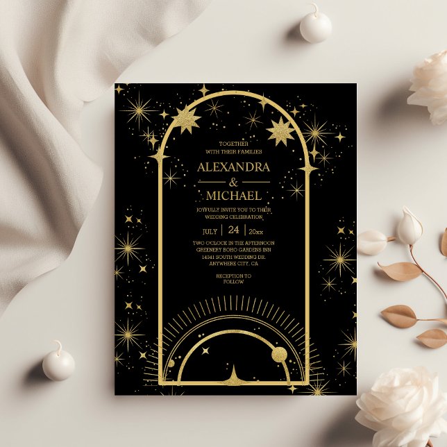 Lámina Boda de estrellas celestes de oro negro de presupu (Subido por el creador)