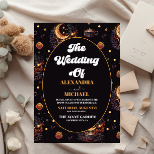 Lámina Boda de estrellas celestes de oro negro místico pr