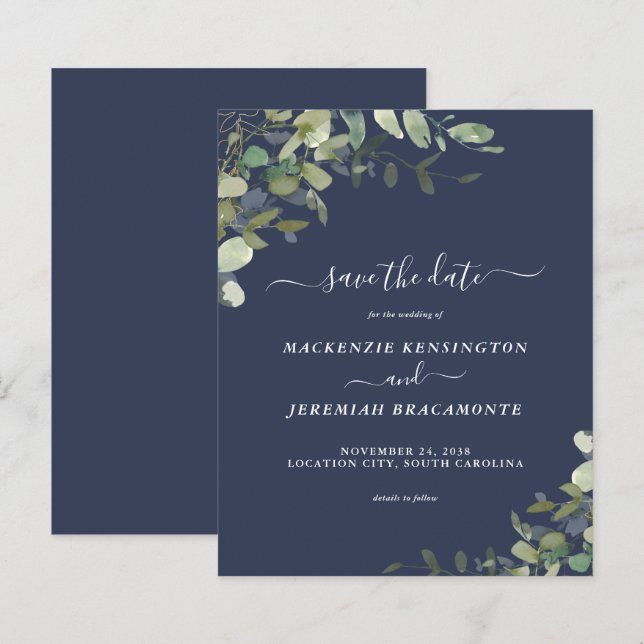 Lámina Boda de eucalipto azul de la marina de presupuesto (Anverso / Reverso)