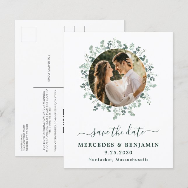 Lámina Boda De Eucalipto Presupuesto Código QR Guardar La (Anverso / Reverso)