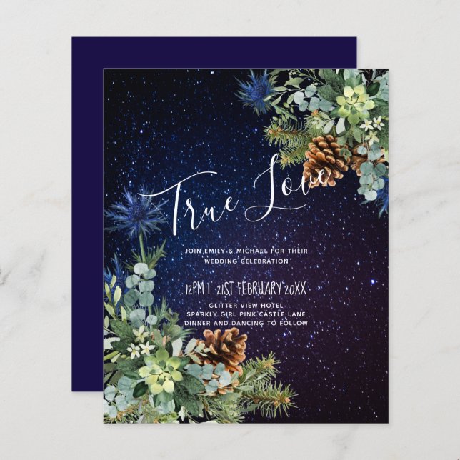 Lámina BODA de Eucalyptus Pine Cones de Invierno PRESUPUE (Anverso / Reverso)