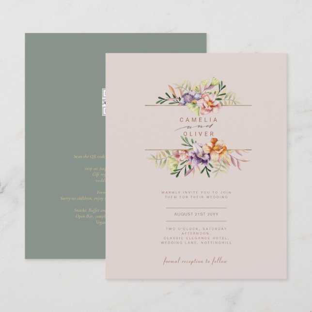 Lámina Boda de Flor Floral de Boho de verano LeahG Spring (Anverso / Reverso)