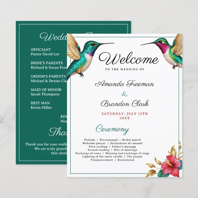 Lámina Boda de Flor Tropical Rojo (Anverso / Reverso)