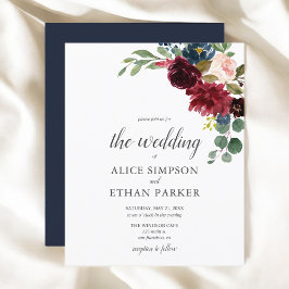 Lámina Boda de flores azules de Borgoña Boho Garden