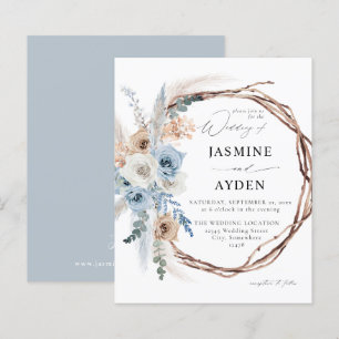 Lámina Boda de flores de flores de Boho azul y beige de p