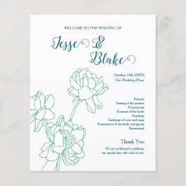 Lámina Boda de flores de peones de mano verde