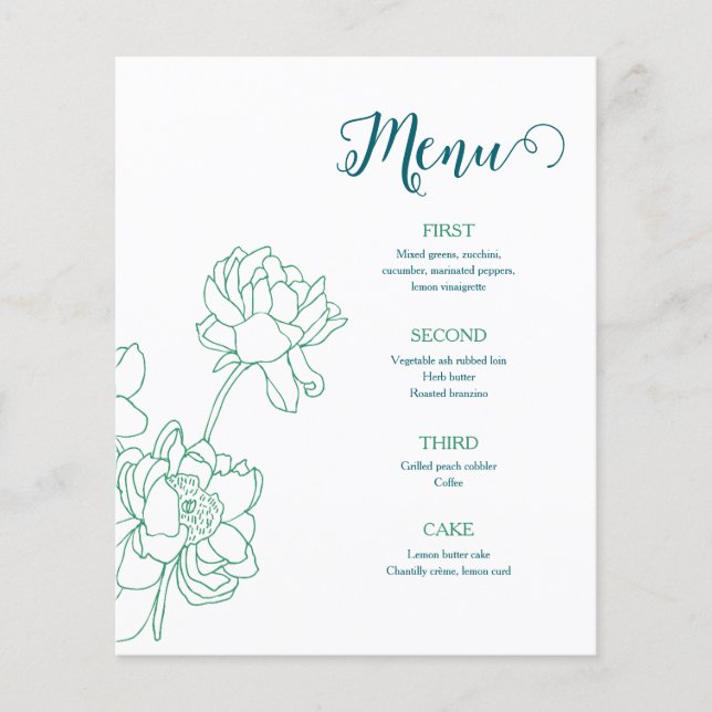 Lámina Boda de flores de peones de mano verde (Anverso)