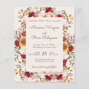 Lámina Boda de flores modernas de otoño en marfil con pre