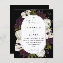 Lámina Boda de flores moradas y cráneo de Halloween