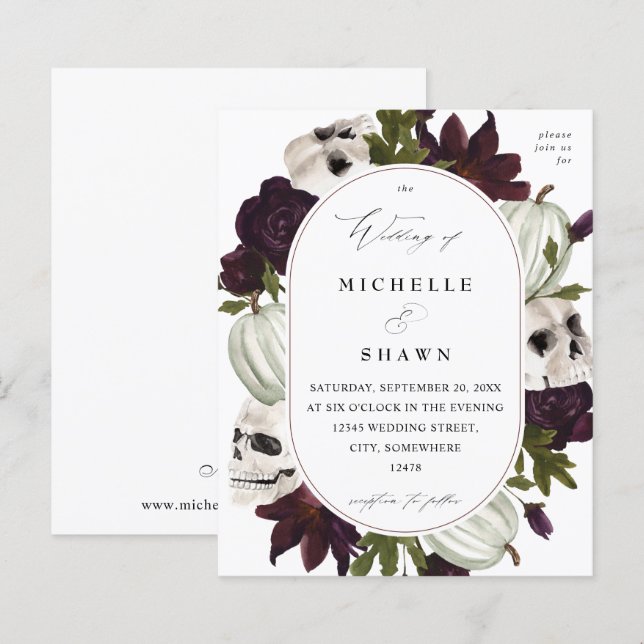 Lámina Boda de flores moradas y cráneo del presupuesto de (Anverso / Reverso)