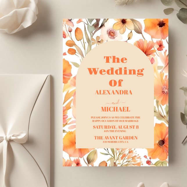 Lámina Boda de Flores Silvestres Naranja Rosa de Agua Pre (Subido por el creador)