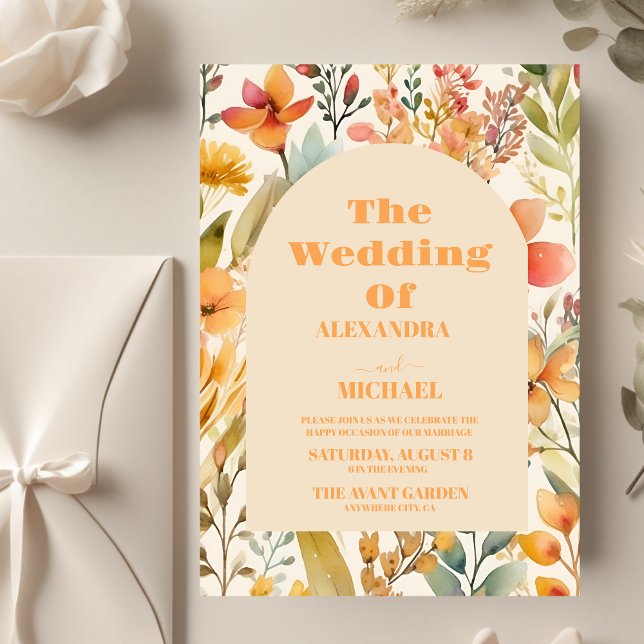 Lámina Boda de Flores Silvestres Naranja Rosa de Agua Pre (Subido por el creador)