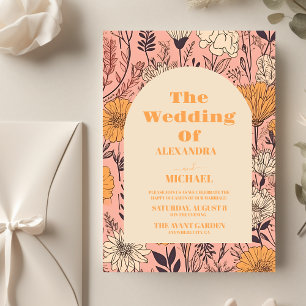 Lámina Boda de flores silvestres rosadas del Naranja de p