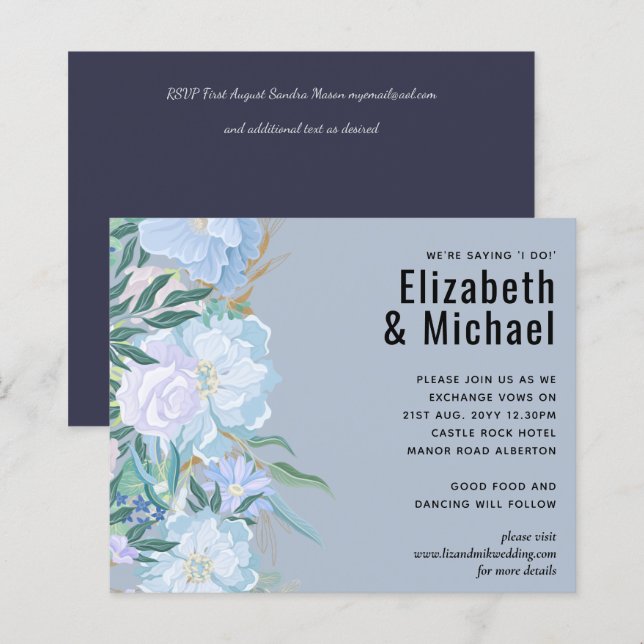 Lámina Boda de follaje AZUL de DUSTY presupuestado (Anverso / Reverso)