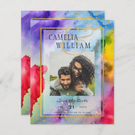 Lámina Boda de FOTO de tinta del orgullo arcoiris de Leah