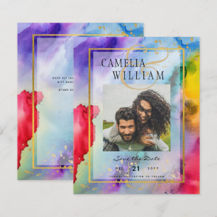 Lámina Boda de FOTO de tinta del orgullo arcoiris de Leah