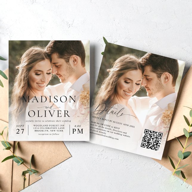 Lámina Boda de fotografía de código QR elegante y moderno (Subido por el creador)