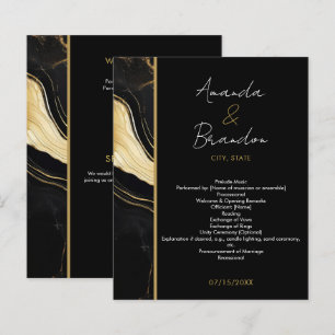 Lámina Boda de fotografía de mármol negro y oro de lujo