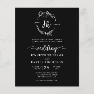 Lámina BODA de fotografía de monograma blanco negro con f