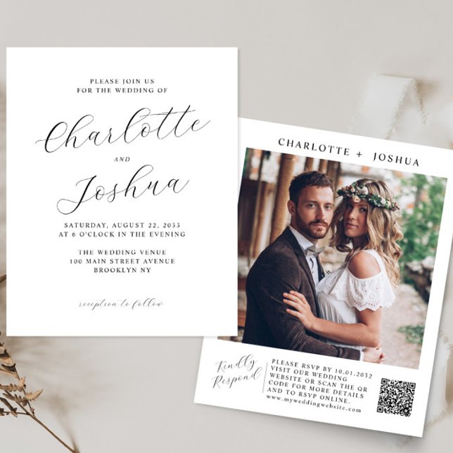 Lámina Boda de fotografía QR de Budget Elegant Minimalist (Subido por el creador)