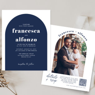 Lámina Boda de fotografía retro de código QR de la Marina