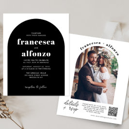 Lámina Boda de fotografía retro de código QR RSVP negro d