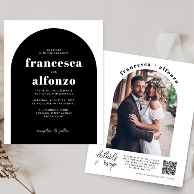 Lámina Boda de fotografía retro de código QR RSVP negro d (Subido por el creador)