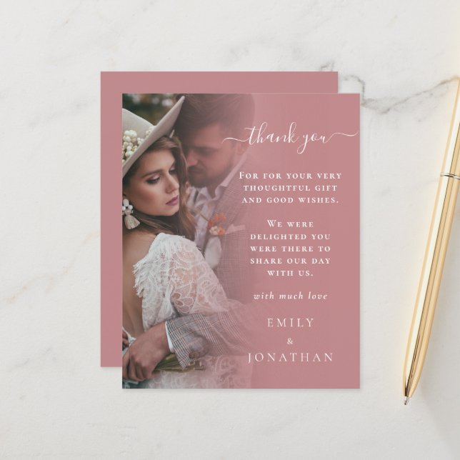 Lámina BODA de fotografía Rosa Dusty BUDGET Gracias (Anverso/Reverso In Situ)