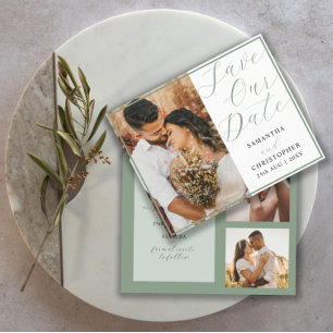 Lámina Boda de fotografía verde de Budget Save Our Date S