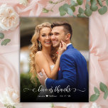 Lámina Boda de fotos de Boho Calligraphy 2 Gracias<br><div class="desc">Budget Modern Boho "Love and Gracias" Script 2 Photo Boda Gracias a la tarjeta personalizada low-budget de THIN. Elegante plantilla de tarjeta de agradecimiento de boda con una foto vertical completa en el frente con el texto superpuesto "Amor y Gracias" en una tipografía escrita a mano rápida o tipo de...</div>