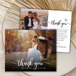 Lámina Boda de fotos de Budget Boho Script Heart 2 Gracia<br><div class="desc">Budget Boho Modern Heart Typography (2) 2 Photo Boda (2). Modern Stylish boda gracias plantilla que incluye una foto vertical completa en el frente con el texto superpuesto "Gracias" en una caligrafía escrita a mano swash tail font script con el motivo del corazón amoroso en blanco en la imagen. ***POR...</div>