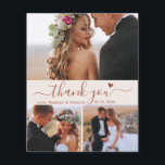 Lámina Boda de fotos de script de terracota presupuestal<br><div class="desc">Presupuesto, Minimalista Moderno Boho Elegante Terracota "Gracias" Script 3 Collage de fotos Boda Gracias a la personalización de bajo presupuesto tarjeta delgada. Elegante plantilla de tarjeta de agradecimiento boda con cuatro fotos en la parte delantera y una en la parte posterior. ***POR FAVOR, TEN EN CUENTA QUE! *** PAPEL PRESUPUESTARIO/VOLADOR...</div>