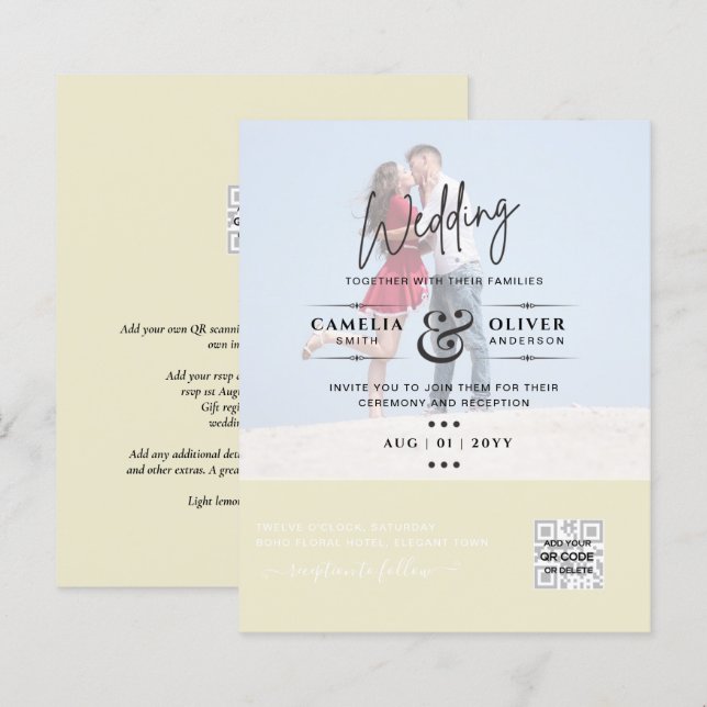 LÁMINA BODA DE FOTOS PRESUPUESTARIAS INVITACIONES DE CÓDI (Anverso / Reverso)